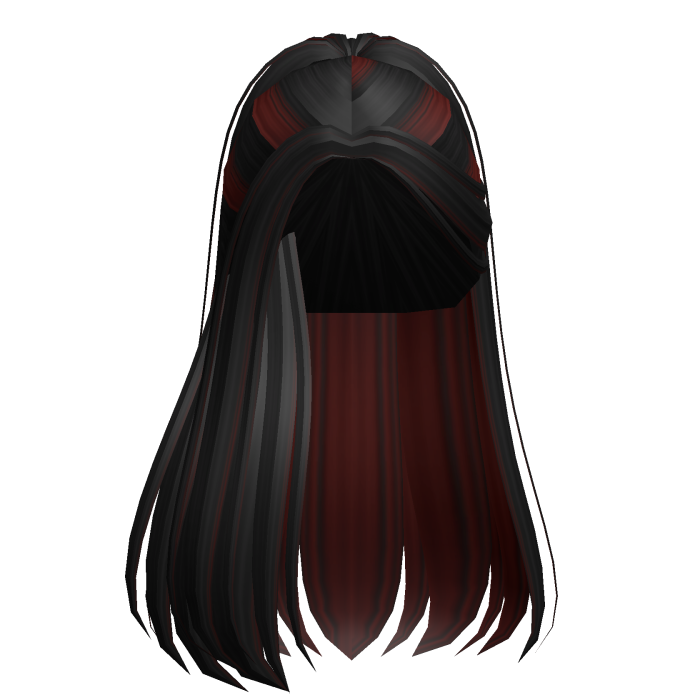 Elegant Model Side Part Ponytail (Black/Red)