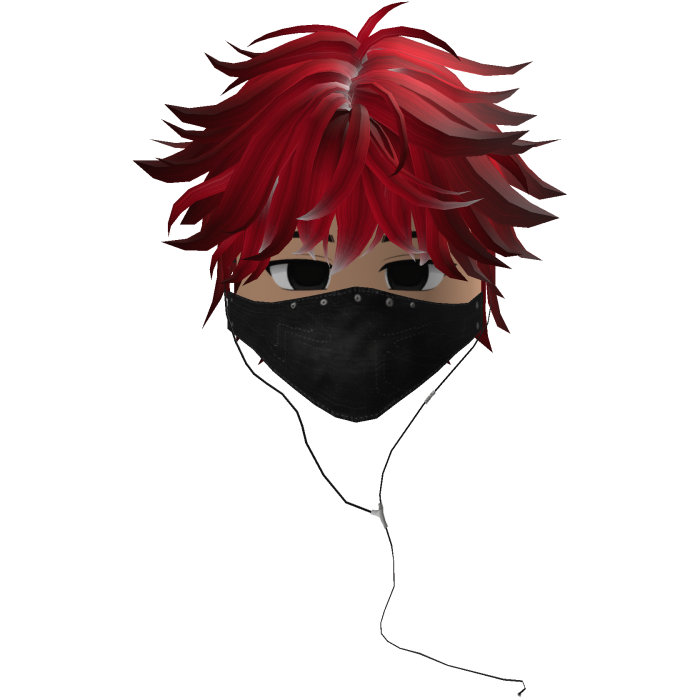 Cute Emo Boy Headphones Mask Black Y2K (red)
