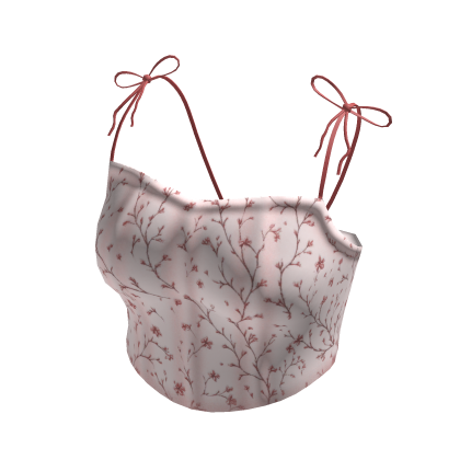 Bow Ribbon Pink Floral Cute Cropped Top