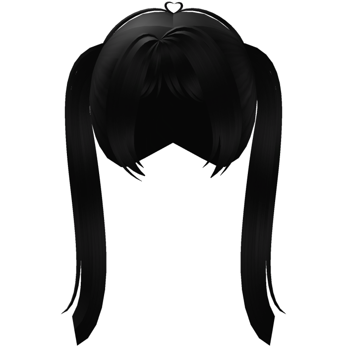♡ black pigtails straight tall cute
