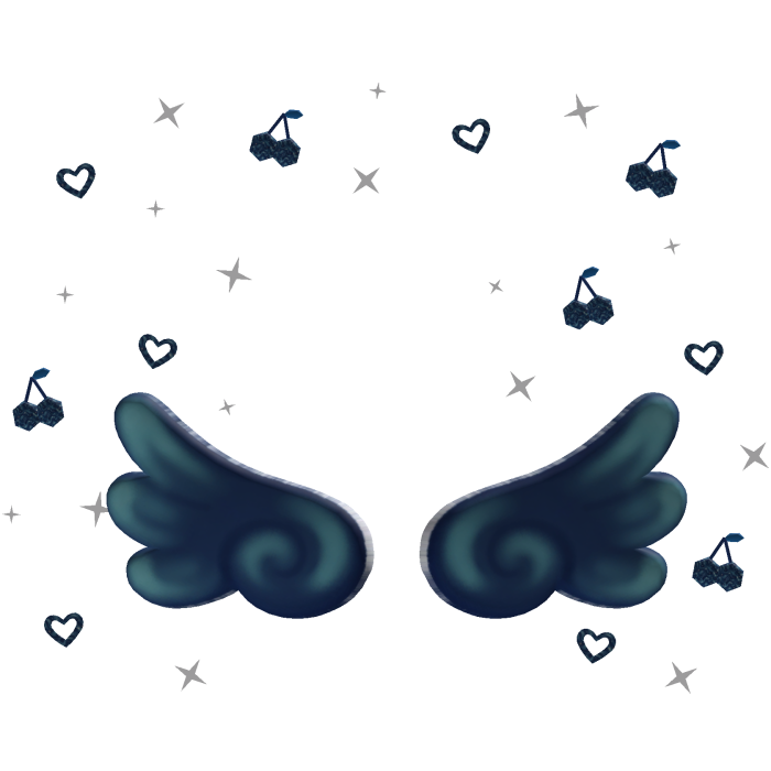 Angel Wings with Navy Cherry Hearts Aura