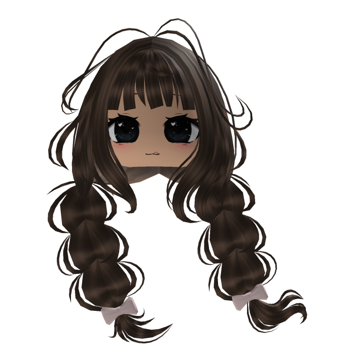 Cute Brown Braids Hair Kawaii W/ Cute Face