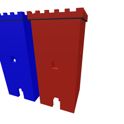 red and blue towers