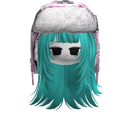 Y2K Spiky Long Ushanka Hair w/ Face Teal
