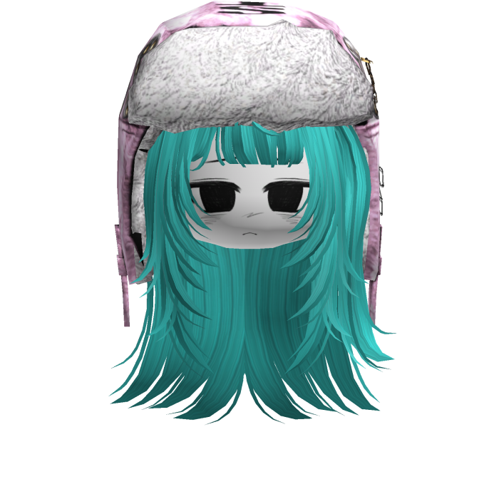 Y2K Spiky Long Ushanka Hair w/ Face Teal
