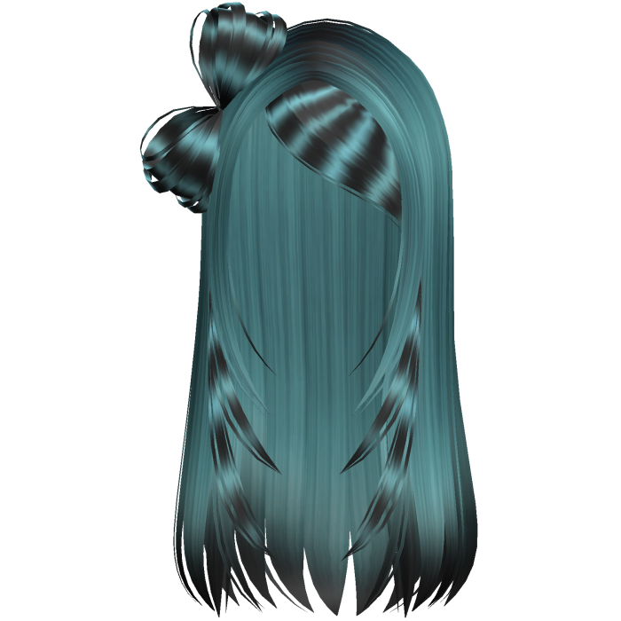 Long y2k goth emo bow Racoon Blue Teal Hair