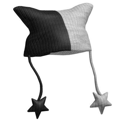 black & white grunge y2k cat ear knit beanie | Roblox Item