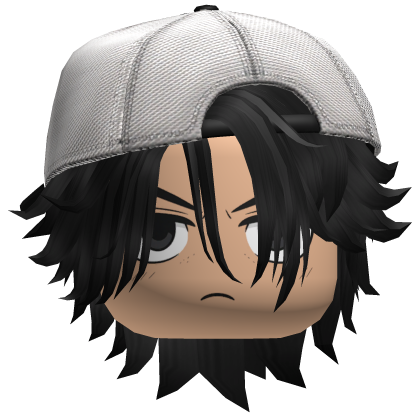 Wavy Black Emo Boy Tucked Cap Anime Chill Glare Roblox item