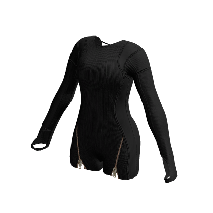 Maddy Y2K Backless Romper Bodysuit (Black) thumbnail
