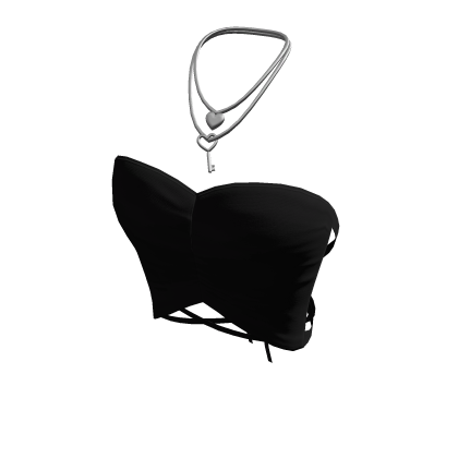 Black Crop Top w/ Silver Necklace