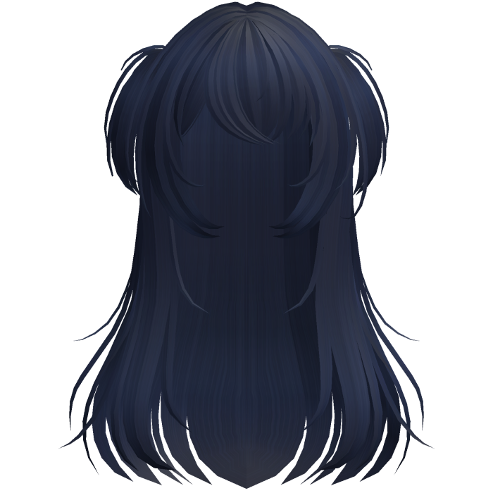 shy wispy layered hair w/ pigtails dark blue