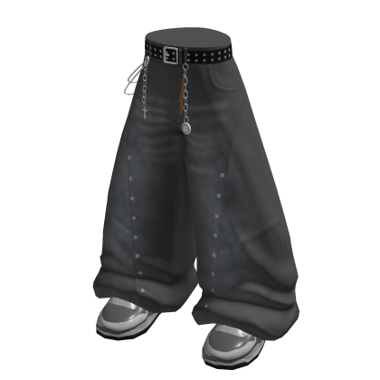 Chain Belt Baggy Pants (grey)
