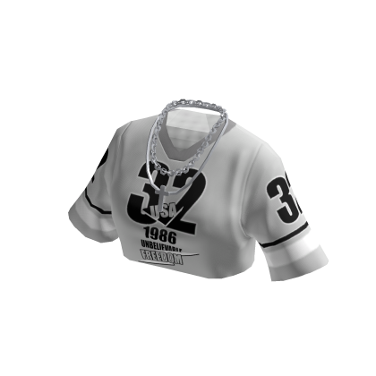 Y2K White Jersey Crop Top Shirt W/ Chains