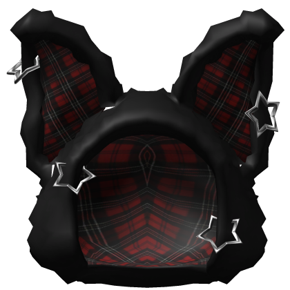 Red Plaid Fuzzy Bunny Black Hood