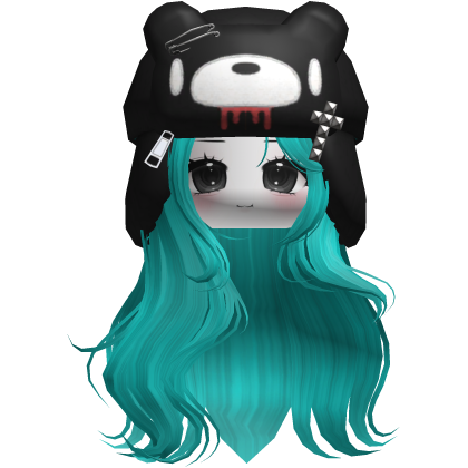Fuzzy Bear Ushanka Flowy Long Hair (Aqua Teal)