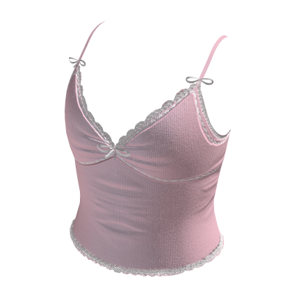 Lace bow cami pink