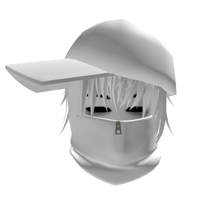 Vkei White Hair Side Cap Zipped Mask Dashie Emo