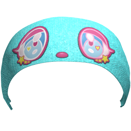 Kawaii Anime Eyes Headband in Teal