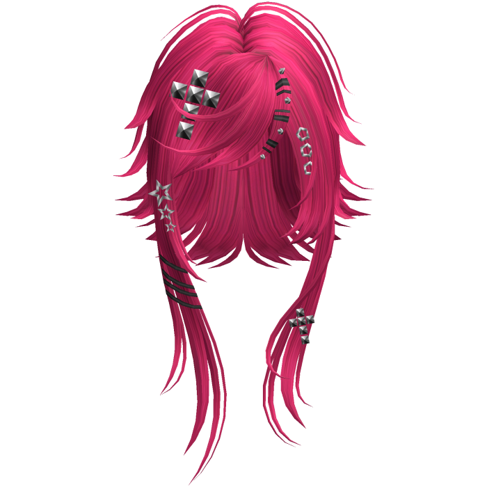 Wispy Emo Rockstar Cut Pigtails in Hot Pink