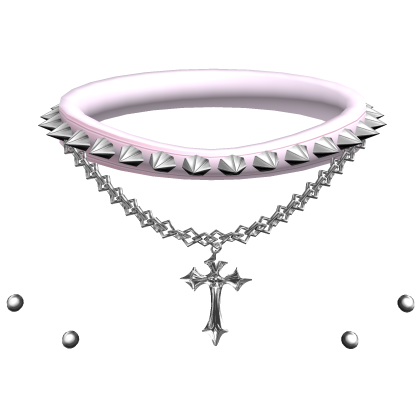♡ pink choker linked cross chain + piercings ♡ Roblox item