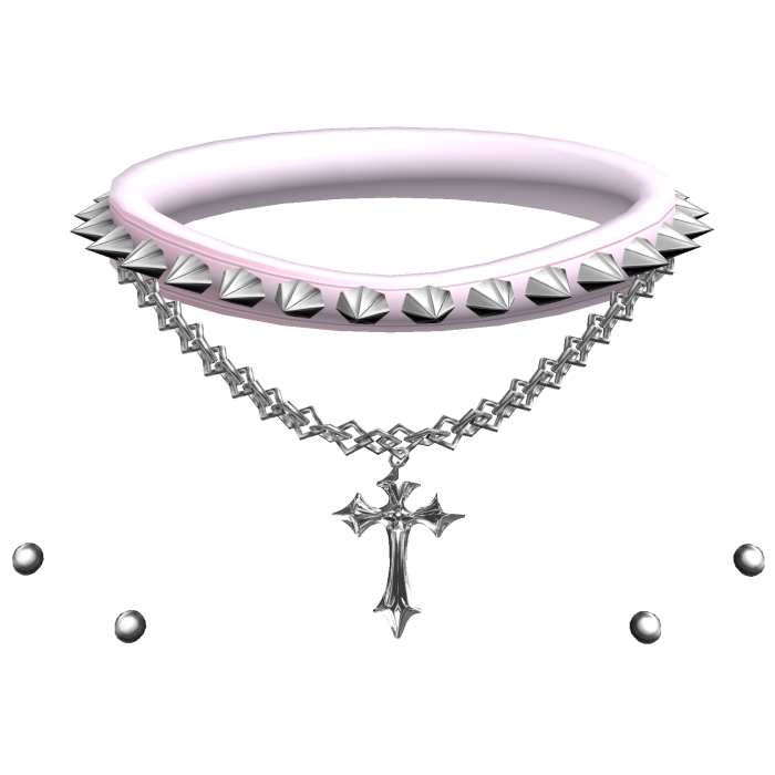 ♡ pink choker linked cross chain + piercings ♡