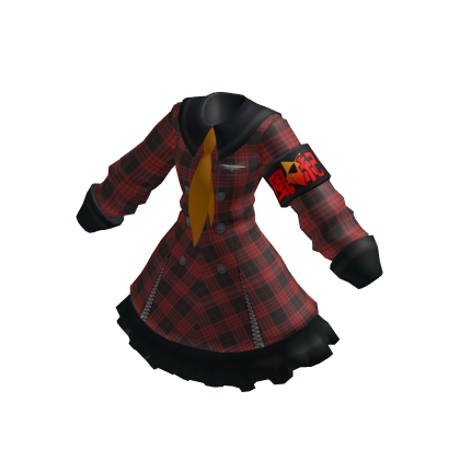 ✨Anime 風紀委員長 Coat Dress Costume-Red Plaid thumbnail
