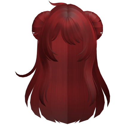 fluffy anime messy buns long hair red