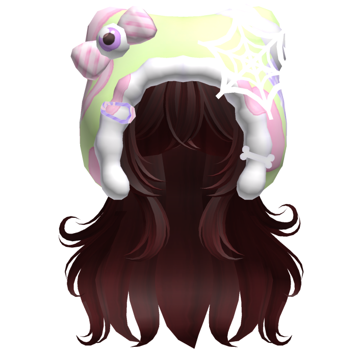 Kawaii Anime Hair w/ Pastel Goth Hood  (Red)