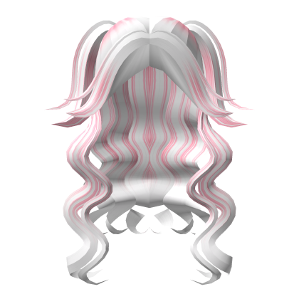long curly y2k emo white pinkmessy girl hair Roblox item
