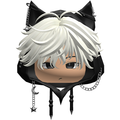 Cute White hair Y2K cat-ear hoodie Roblox item