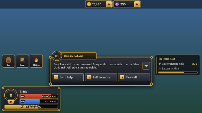 RPG UI Kit Inventory Quest Health Mana HUD Panels preview 4