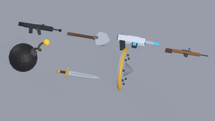 Low Poly Weapons Pack Sword Gun Axe Bow x65 preview 2