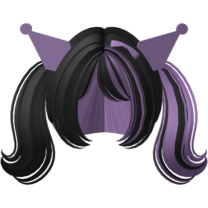 Black and Purple Cute Hair and Devil Ears Roblox item