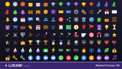 Stylized UI Icons Pack 120 Game Interface Set preview 1