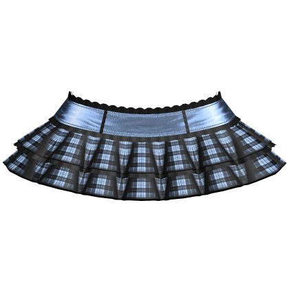 Light Blue Emo Gothic Plaid Layered Ruffle Skirt