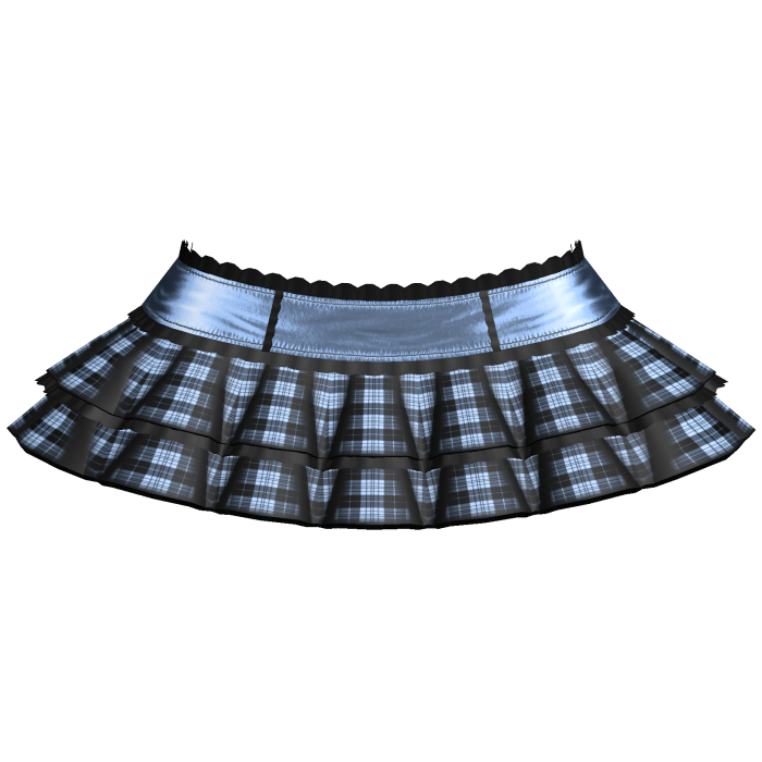 Light Blue Emo Gothic Plaid Layered Ruffle Skirt