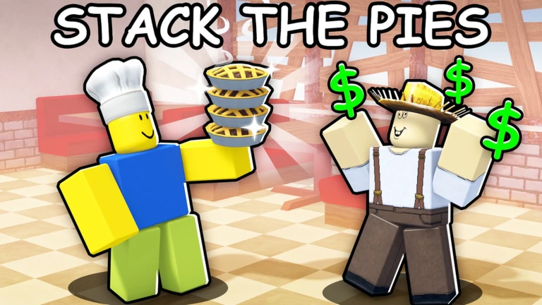 ภาพโปรโมตทางการ Stack the Pies แสดงเชฟส่งกองพายให้ลูกค้า