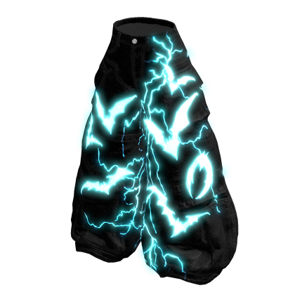 GLOWING Blue Thunder Emissive Black Baggy Jeans