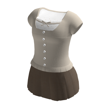 🍀Milkmaid Top w Mini Skirt (Beige)