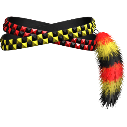 Red Yellow Studded Scene Belt Fur Keychain Right