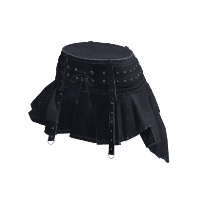 Y2K Goth Pleated Skirt w/ Buckle Straps (Blue)