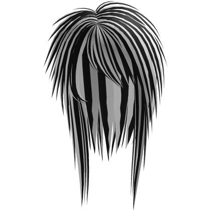 messy long vkei scene emo hair black and white Roblox item