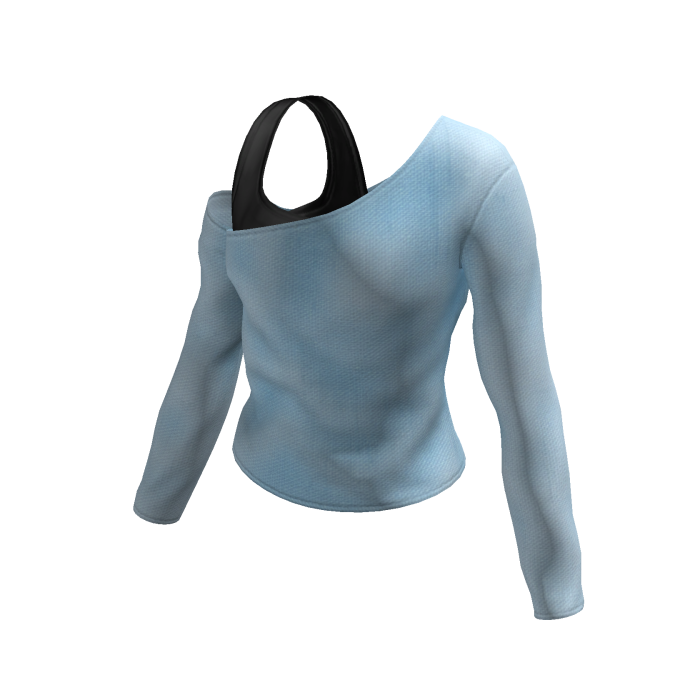 Baby blue off shoulder shirt with black top