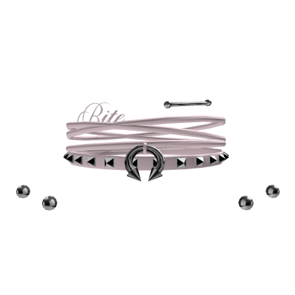emo studded pierced pink chocker w tattoo thumbnail
