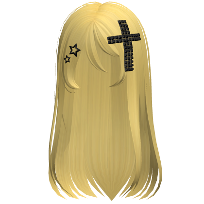 Emo Scene Long Hair w Cross Yellow