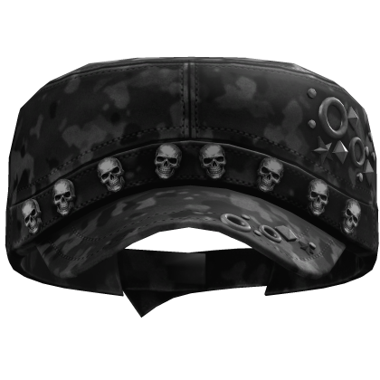 Caded Y2K Skull Beret (Black Camo) Roblox item