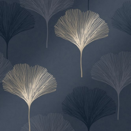 Leaf Wallpaper Navy, Gold Roblox decal