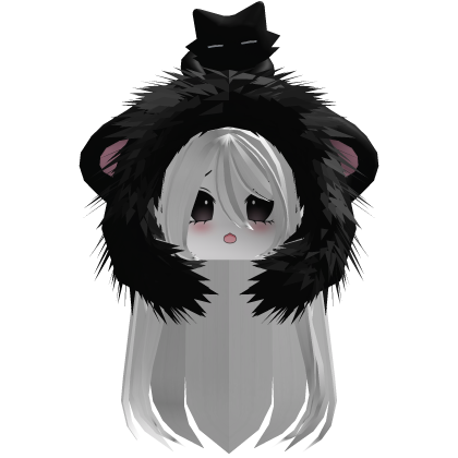 White Straight Hair W/ Moe Hood Fur 