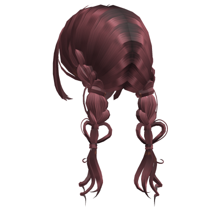 [🩷] Heart Braided Red Low Pigtails Roblox item