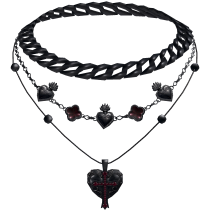Goth Chunky Clover Cuban Jesus Cross Layered Set